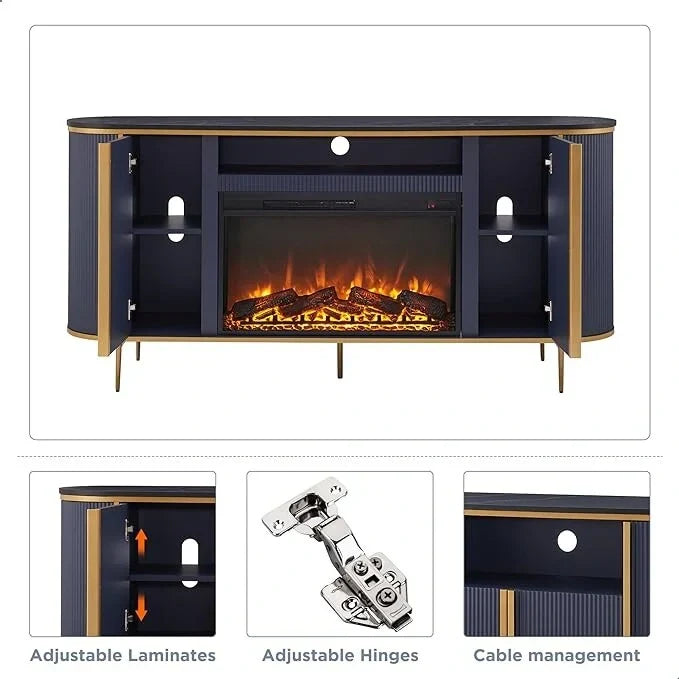 70 Meuble TV moderne de luxe avec cheminée, Centre de divertissement, Console TV