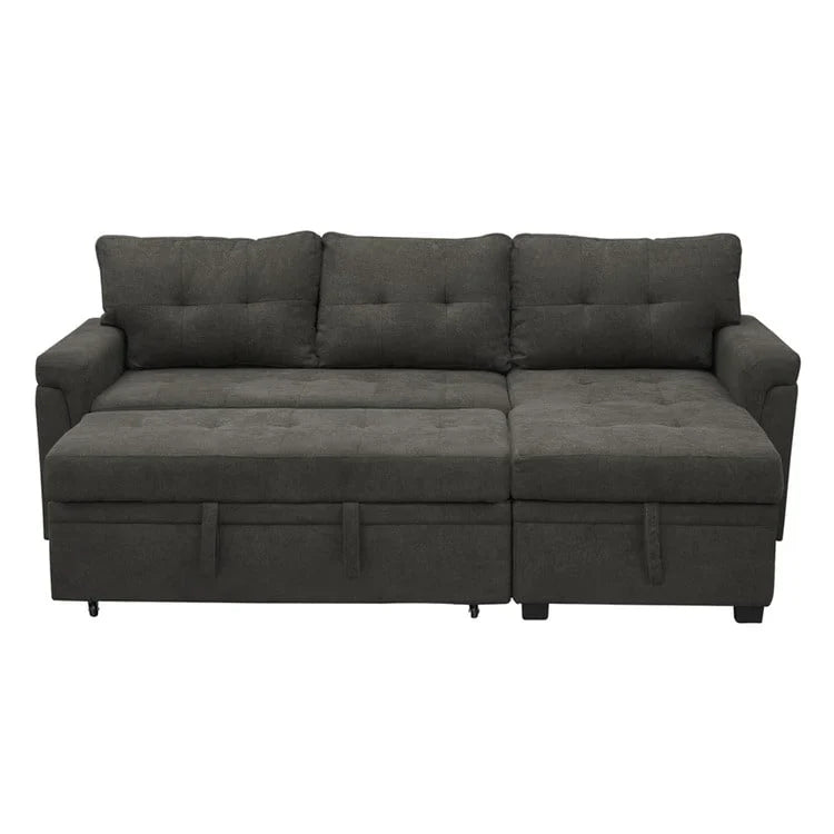Canapé sectionnel convertible réversible avec lit escamotable, méridienne de rangement dissimulée et pieds durables
