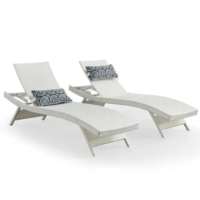 Chaise longue en osier toutes saisons - lot de 2