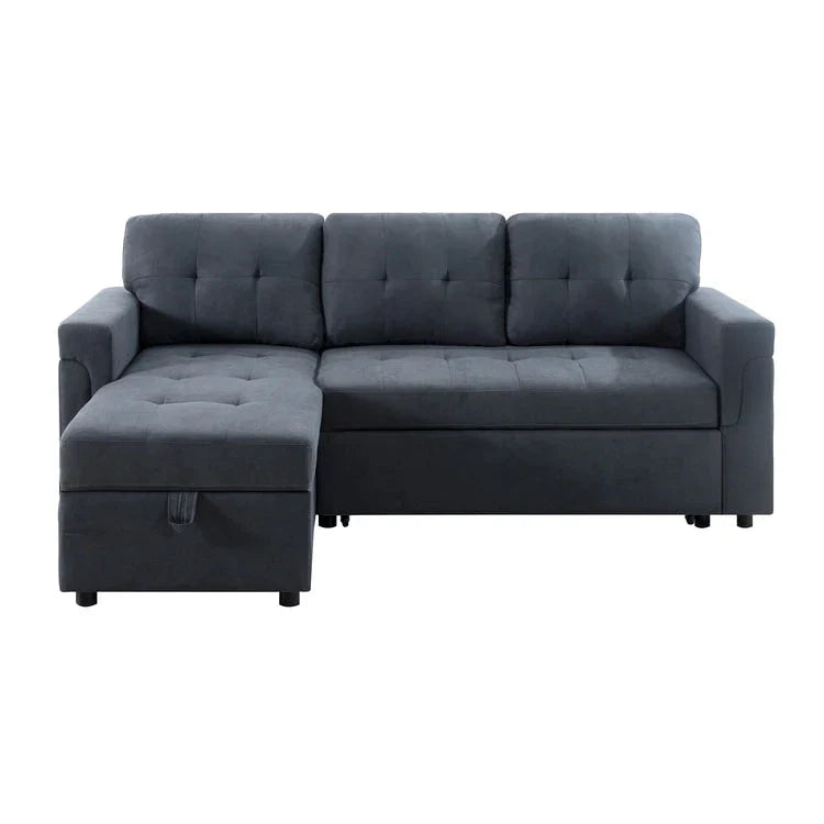 Canapé sectionnel convertible réversible avec lit escamotable, méridienne de rangement dissimulée et pieds durables