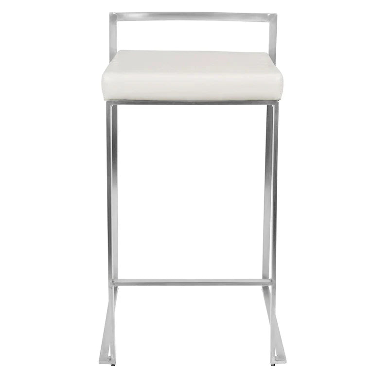 Tabouret de comptoir Silver Orchid Forrest en acier inoxydable empilable et entièrement soudé (lot de 2)