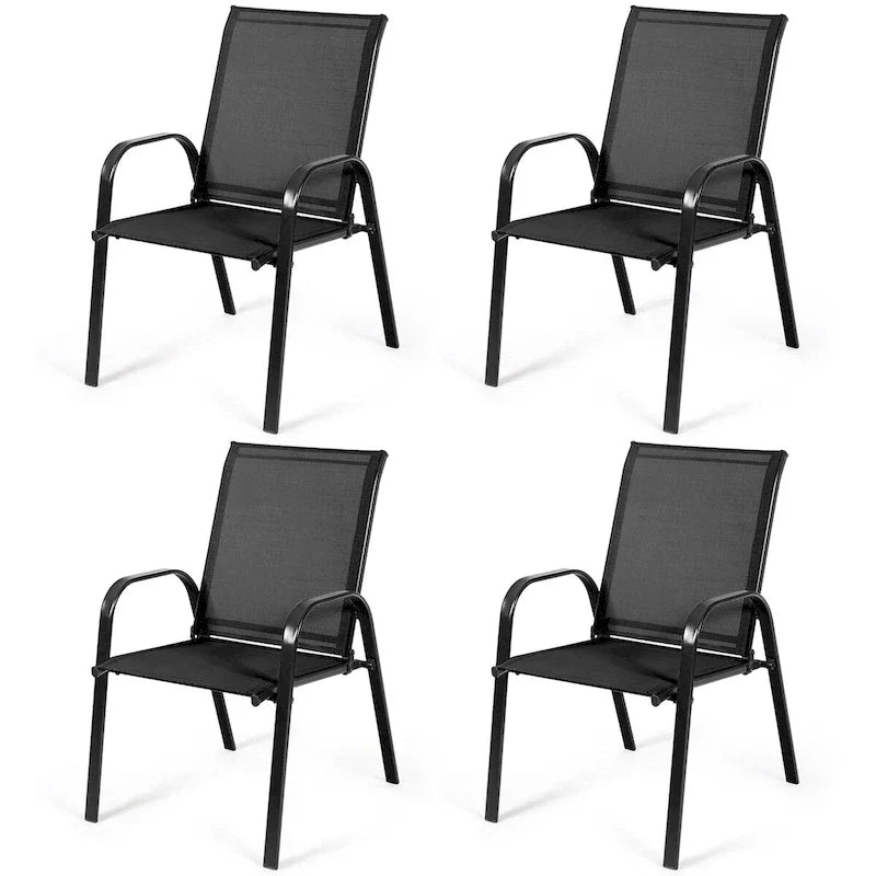Costway Lot de 4 chaises de patio jardin terrasse cour avec accoudoir - Voir détails