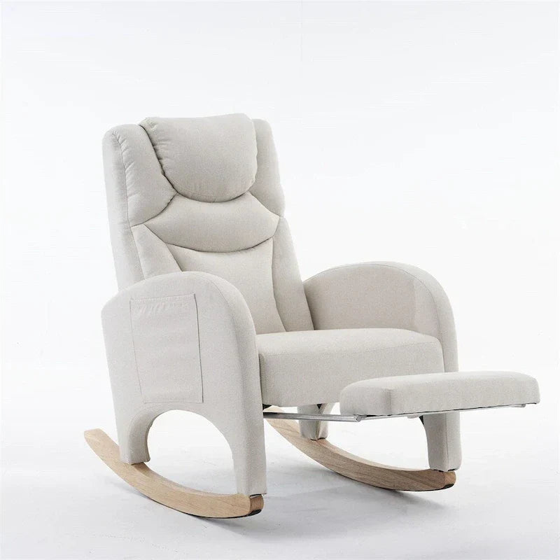 Fauteuil à Bascule d'Allaitement Ergonomique en Tissu avec Repose-Pieds Réglable
