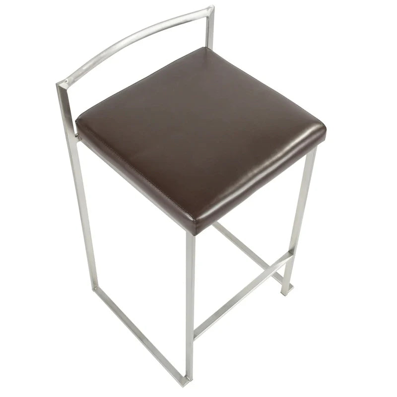 Silver Orchid Forrest Tabouret de comptoir empilable entièrement soudé en acier inoxydable (lot de 2)