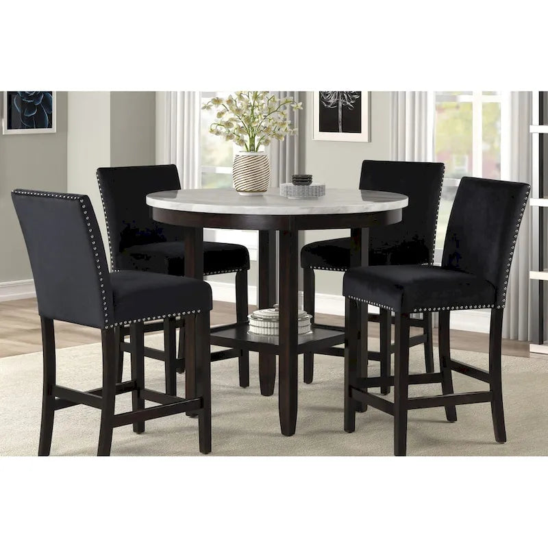 New Classic Furniture Reginald Ensemble de comptoir rond 5 pièces