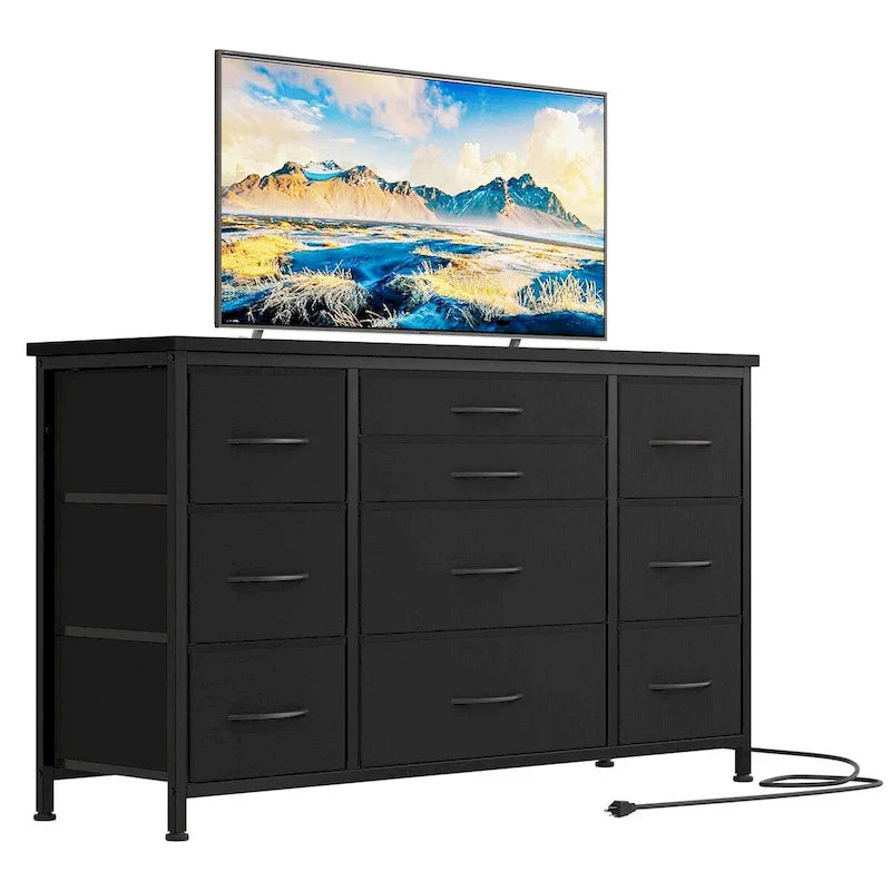 Commode de chambre avec 10 grands tiroirs pour meuble TV long 55 - 55 pouces