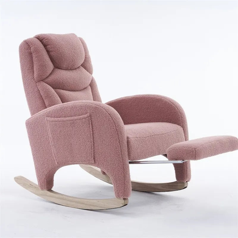 Fauteuil à Bascule d'Allaitement Ergonomique en Tissu avec Repose-Pieds Réglable