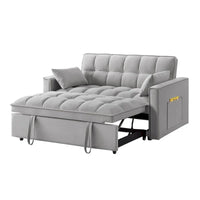 Canapé-lit causeuse 4 en 1 avec accoudoirs et poches de rangement, canapé-lit escamotable multifonctionnel capitonné avec dossier réglable