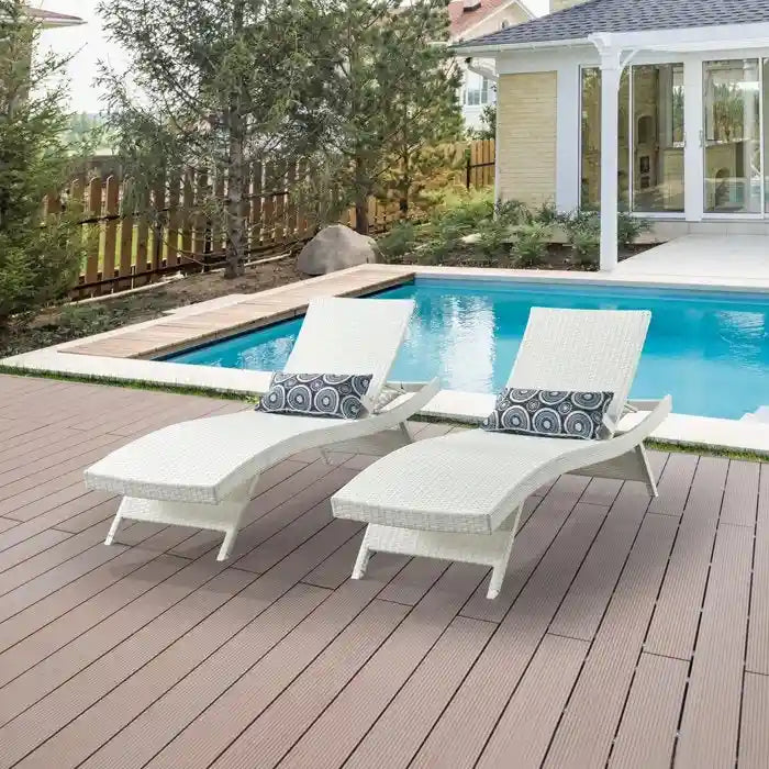 Chaise longue en osier toutes saisons - lot de 2