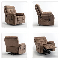 Grand fauteuil inclinable de massage électrique avec fonction de levage, chauffage et porte-gobelet dissimulé