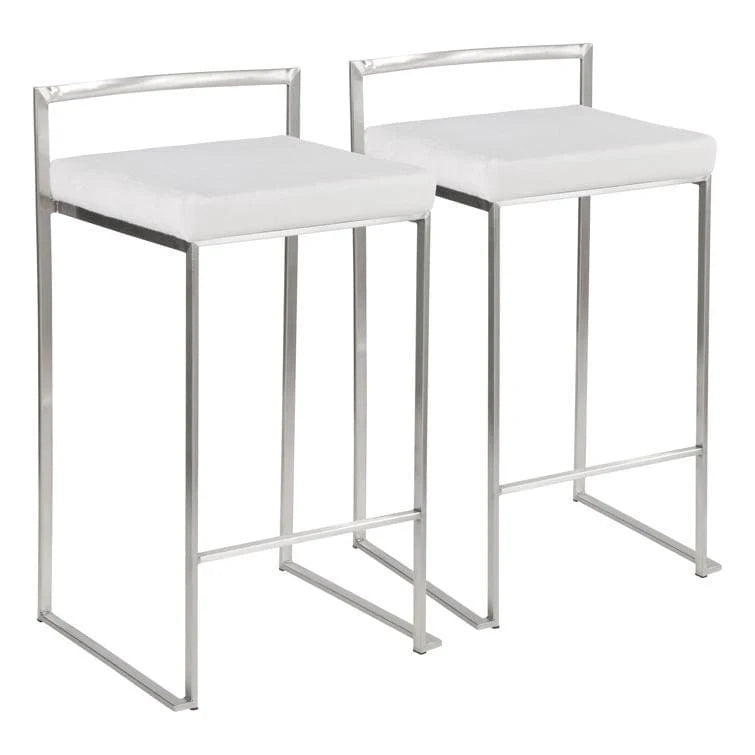 Silver Orchid Forrest Tabouret de comptoir empilable entièrement soudé en acier inoxydable (lot de 2)