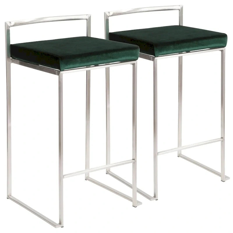 Silver Orchid Forrest Tabouret de comptoir empilable entièrement soudé en acier inoxydable (lot de 2)