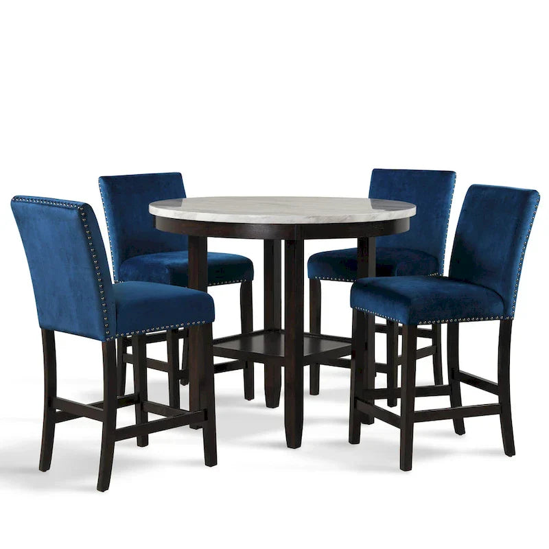 New Classic Furniture Reginald Ensemble de comptoir rond 5 pièces