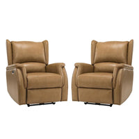 Fauteuil inclinable électrique Eduardo en cuir véritable avec port USB (ensemble de 2)