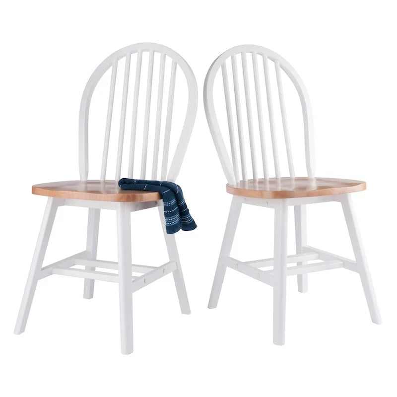 Windsor - Ensemble de 2 chaises, naturel et blanc