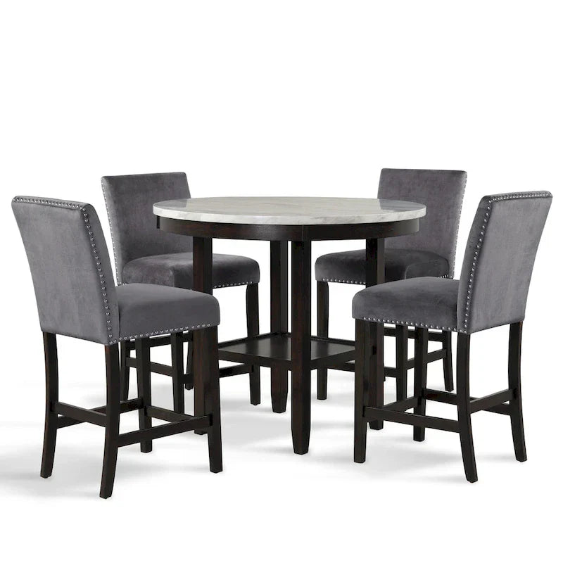 New Classic Furniture Reginald Ensemble de comptoir rond 5 pièces
