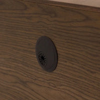 Meuble TV minimaliste avec tiroirsConsole multimédia en bois massif avec placards, porte abattante, placage noyer, entièrement assemblé