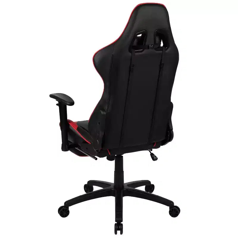Chaise gaming Flash Furniture X30 de course de bureau ergonomique pour ordinateur avec dossier entièrement inclinable et repose-pieds coulissant en LeatherSoft rouge