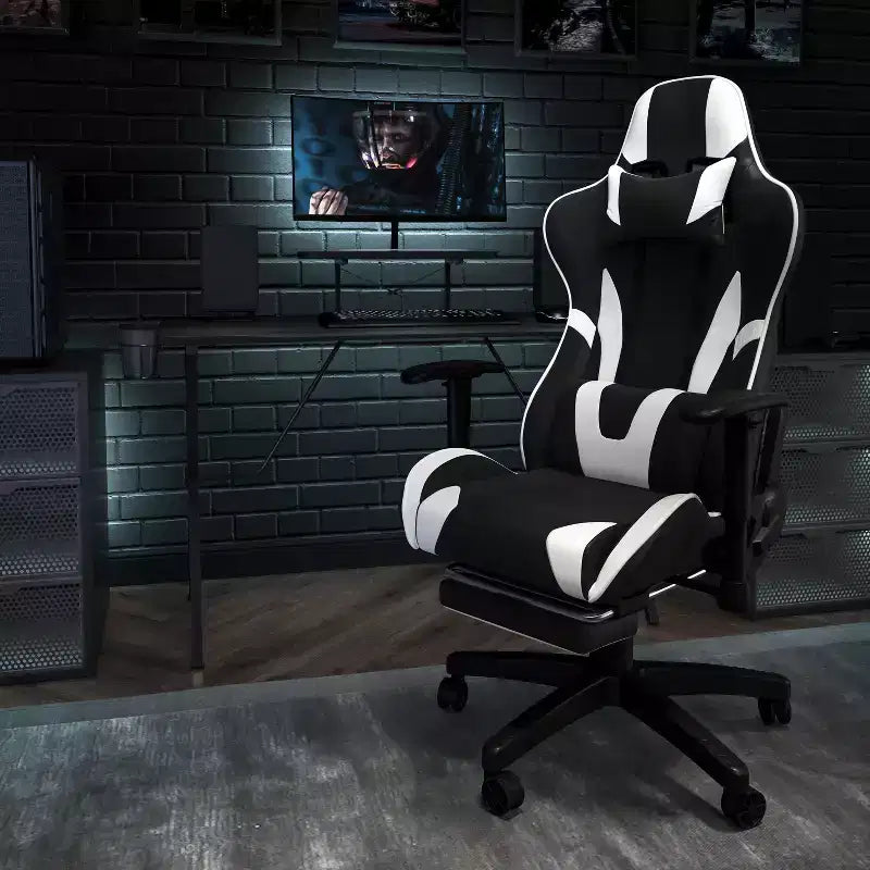 Chaise gaming Flash Furniture X30 de course de bureau ergonomique pour ordinateur avec dossier entièrement inclinable et repose-pieds coulissant en LeatherSoft rouge