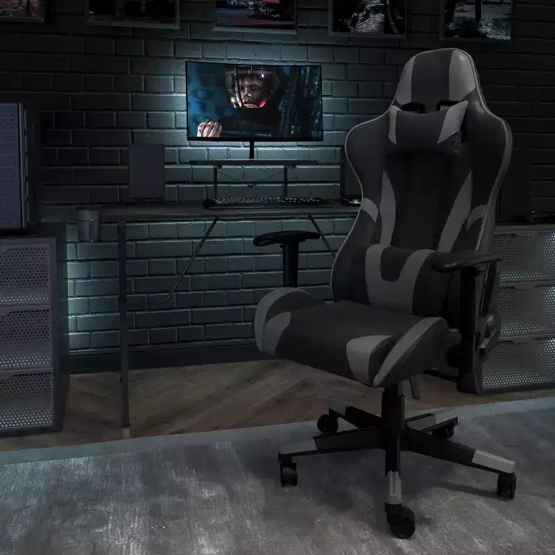 Chaise gaming Flash Furniture X30 de course de bureau ergonomique pour ordinateur avec dossier entièrement inclinable et repose-pieds coulissant en LeatherSoft rouge