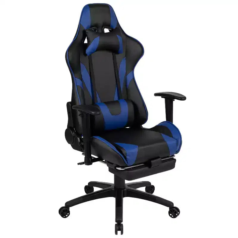Chaise de jeu Flash Furniture X30 Chaise de bureau ergonomique de course avec dossier entièrement inclinable et repose-pieds coulissant en cuir souple rouge