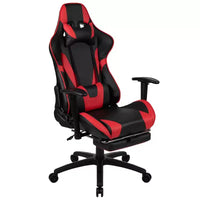 Chaise de jeu Flash Furniture X30 Chaise de bureau ergonomique de course avec dossier entièrement inclinable et repose-pieds coulissant en cuir souple rouge