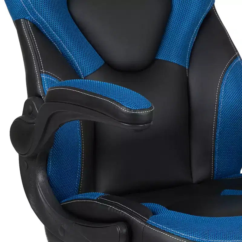 Chaise gaming Flash Furniture X10 de course de bureau ergonomique pour ordinateur PC, chaise pivotante réglable avec accoudoirs relevables