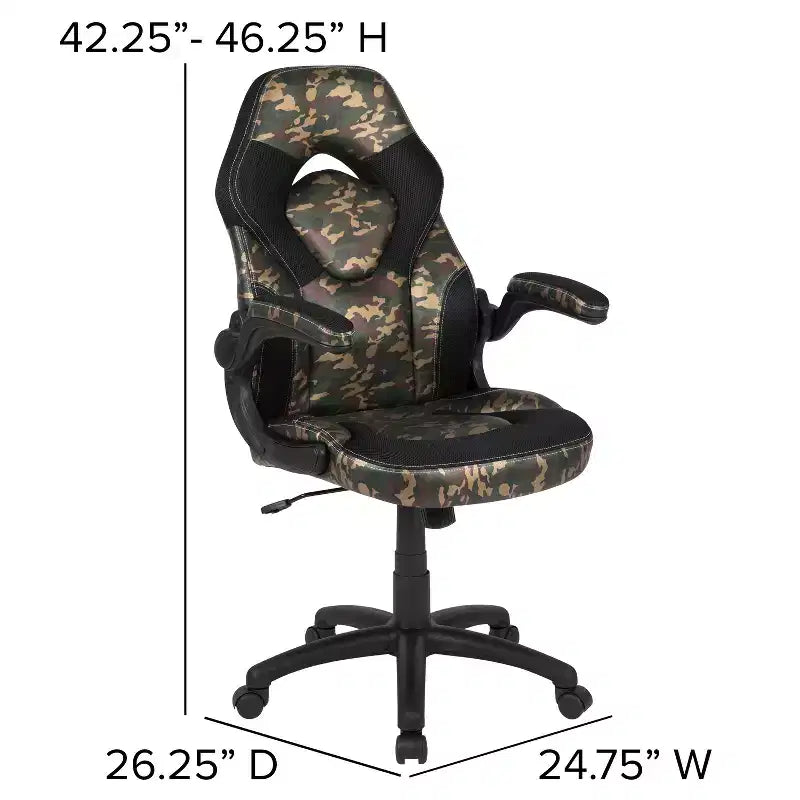 Chaise gaming Flash Furniture X10 de course de bureau ergonomique pour ordinateur PC, chaise pivotante réglable avec accoudoirs relevables