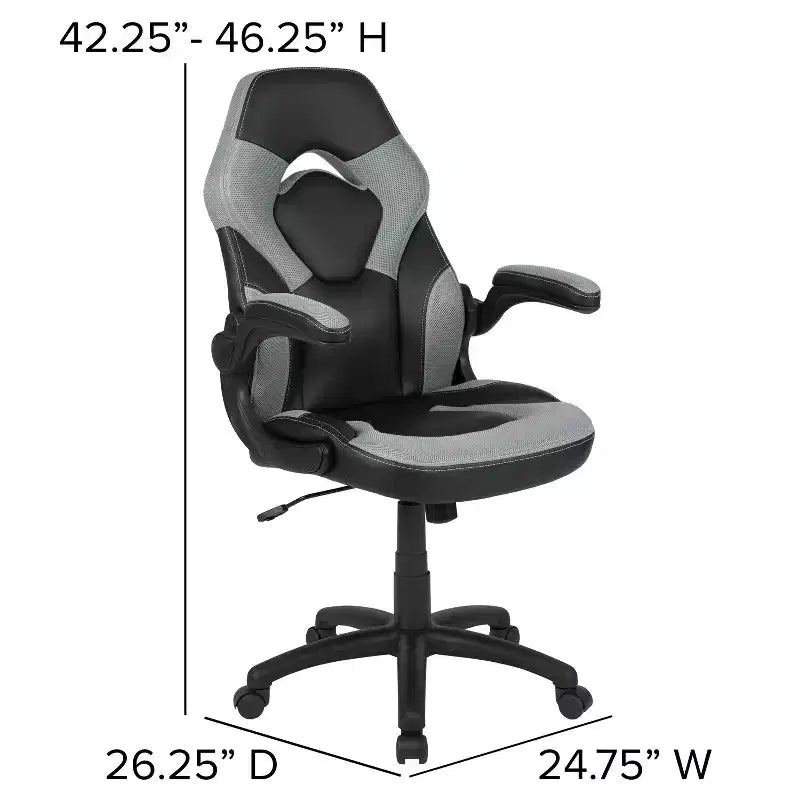 Chaise gaming Flash Furniture X10 de course de bureau ergonomique pour ordinateur PC, chaise pivotante réglable avec accoudoirs relevables