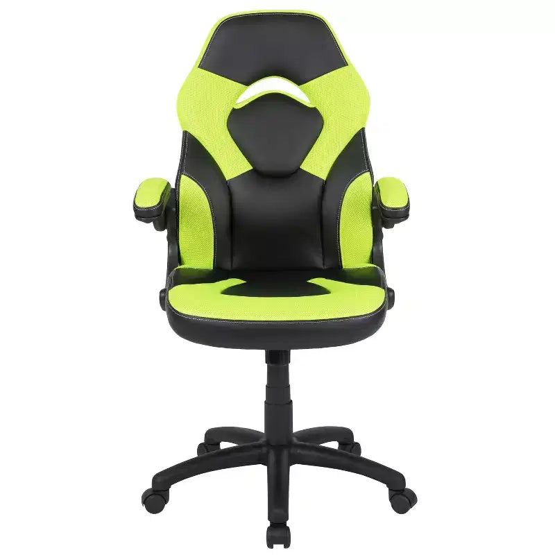 Chaise gaming Flash Furniture X10 de course de bureau ergonomique pour ordinateur PC, chaise pivotante réglable avec accoudoirs relevables