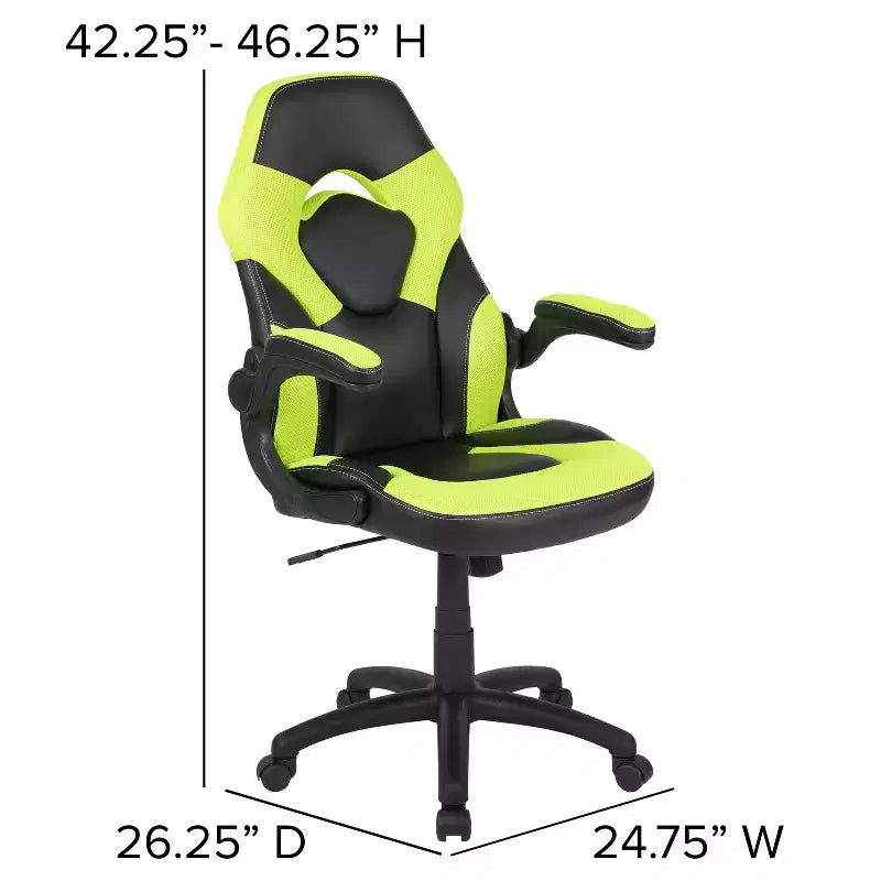 Fauteuil de bureau ergonomique pivotant réglable Flash Furniture X10 pour gamer avec accoudoirs relevables