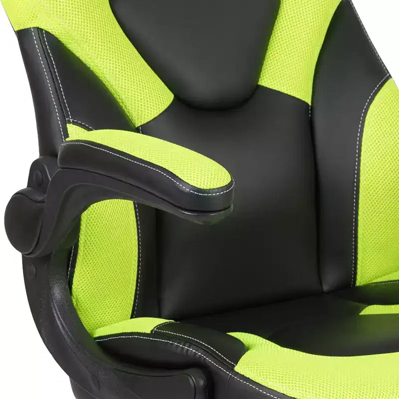 Chaise gaming Flash Furniture X10 de course de bureau ergonomique pour ordinateur PC, chaise pivotante réglable avec accoudoirs relevables