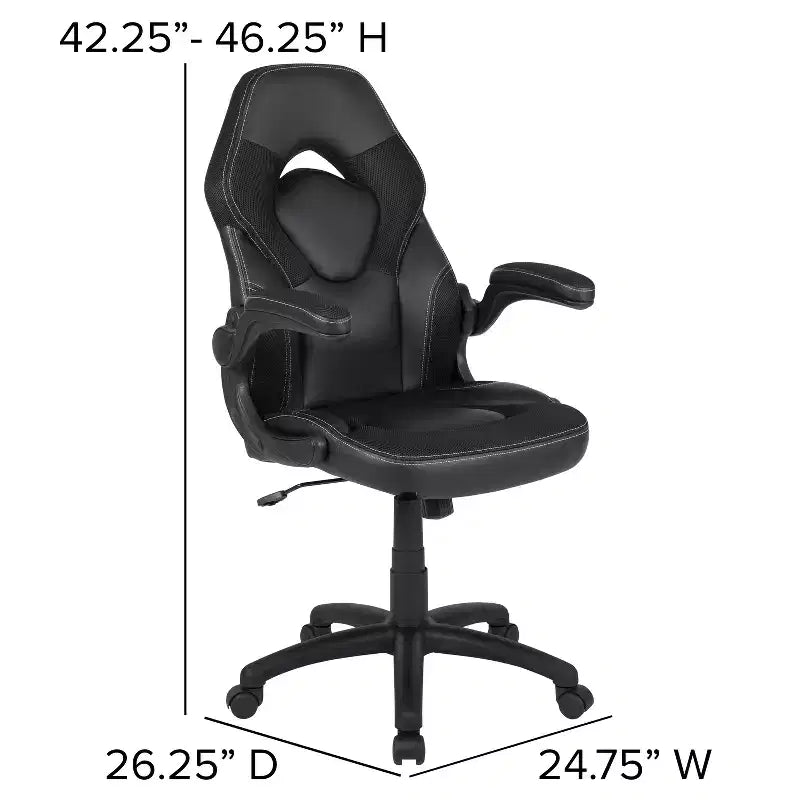 Chaise gaming Flash Furniture X10 de course de bureau ergonomique pour ordinateur PC, chaise pivotante réglable avec accoudoirs relevables