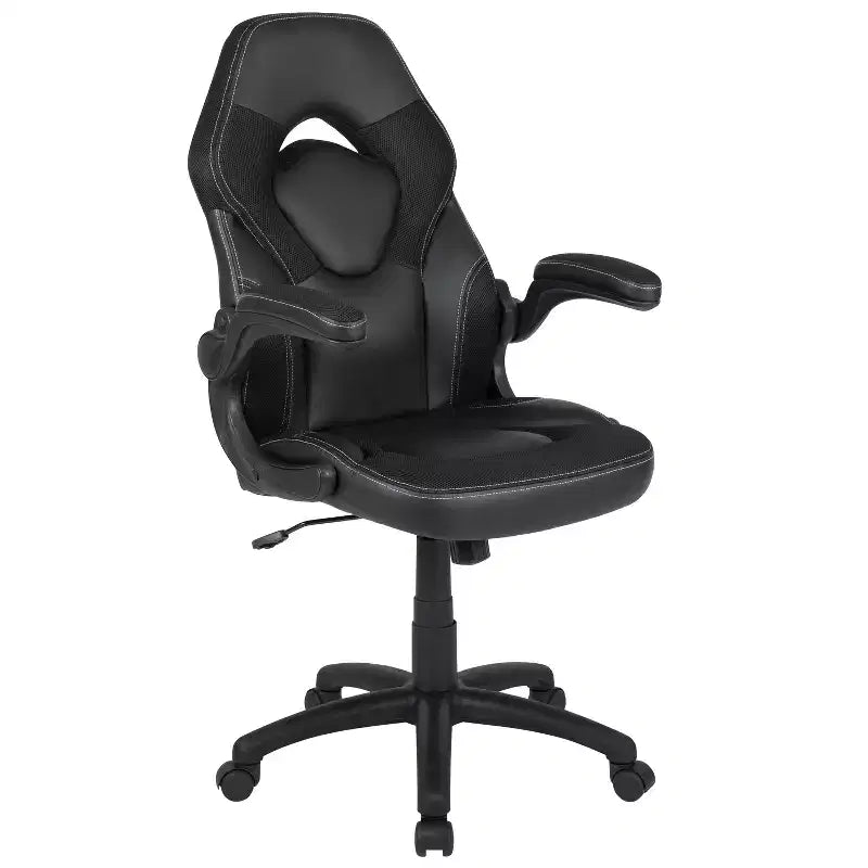 Chaise gaming Flash Furniture X10 de course de bureau ergonomique pour ordinateur PC, chaise pivotante réglable avec accoudoirs relevables