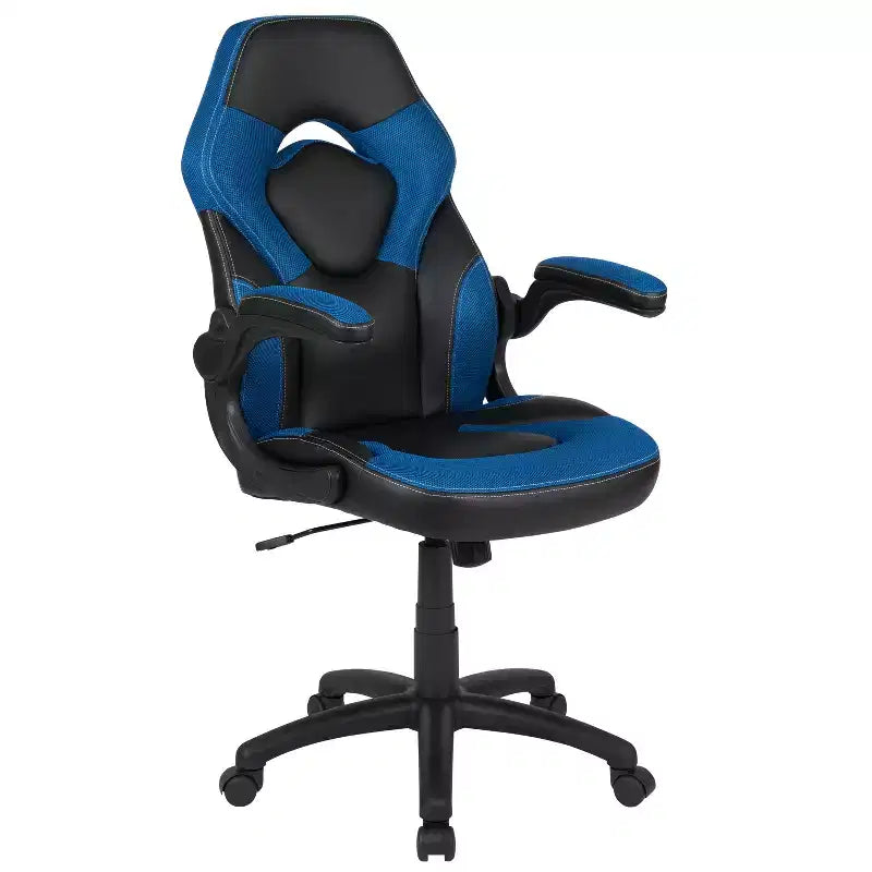 Chaise gaming Flash Furniture X10 de course de bureau ergonomique pour ordinateur PC, chaise pivotante réglable avec accoudoirs relevables