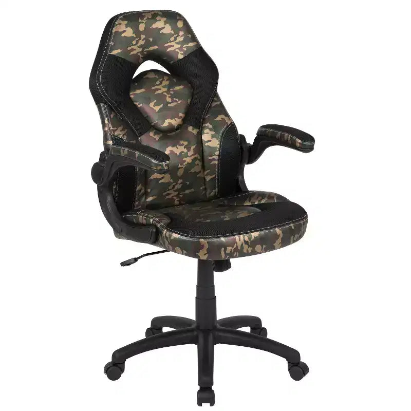 Chaise gaming Flash Furniture X10 de course de bureau ergonomique pour ordinateur PC, chaise pivotante réglable avec accoudoirs relevables
