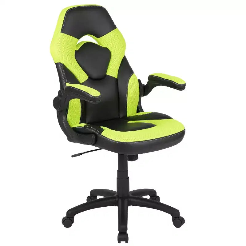 Chaise gaming Flash Furniture X10 de course de bureau ergonomique pour ordinateur PC, chaise pivotante réglable avec accoudoirs relevables