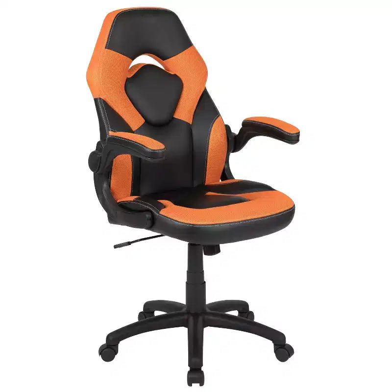 Chaise gaming Flash Furniture X10 de course de bureau ergonomique pour ordinateur PC, chaise pivotante réglable avec accoudoirs relevables