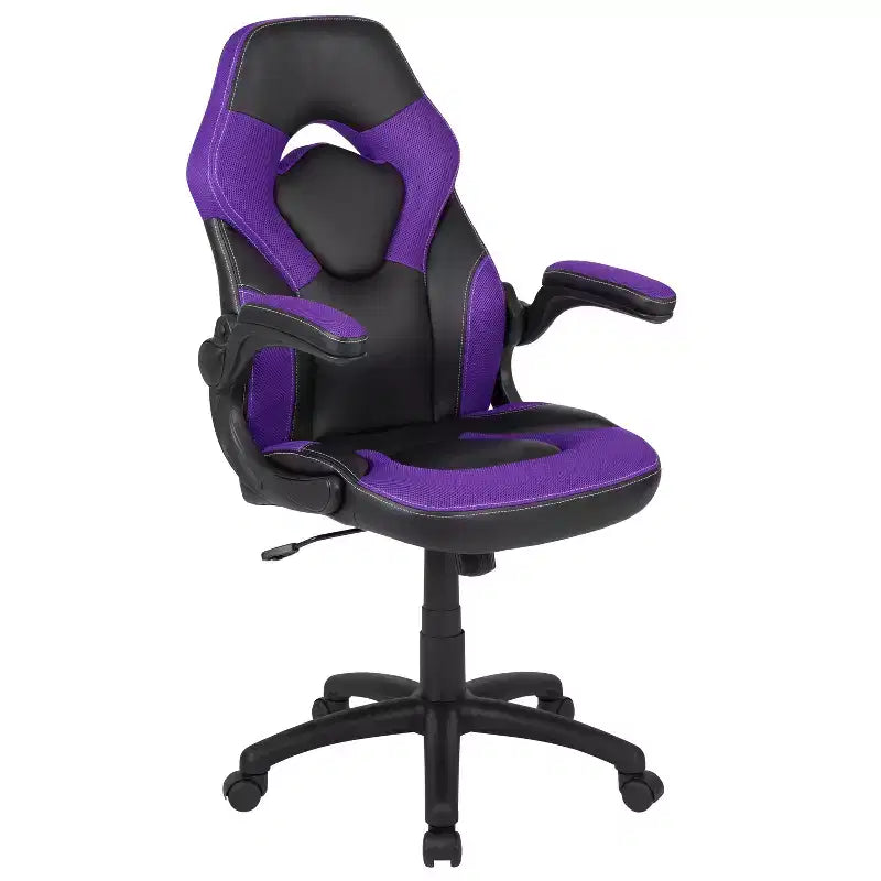 Chaise gaming Flash Furniture X10 de course de bureau ergonomique pour ordinateur PC, chaise pivotante réglable avec accoudoirs relevables