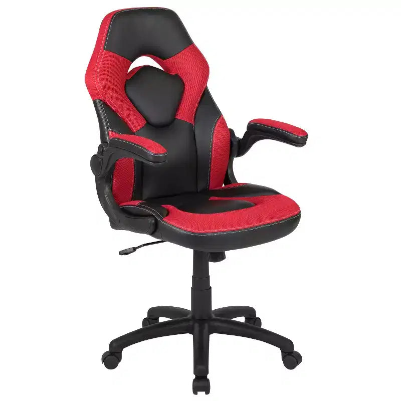 Chaise gaming Flash Furniture X10 de course de bureau ergonomique pour ordinateur PC, chaise pivotante réglable avec accoudoirs relevables