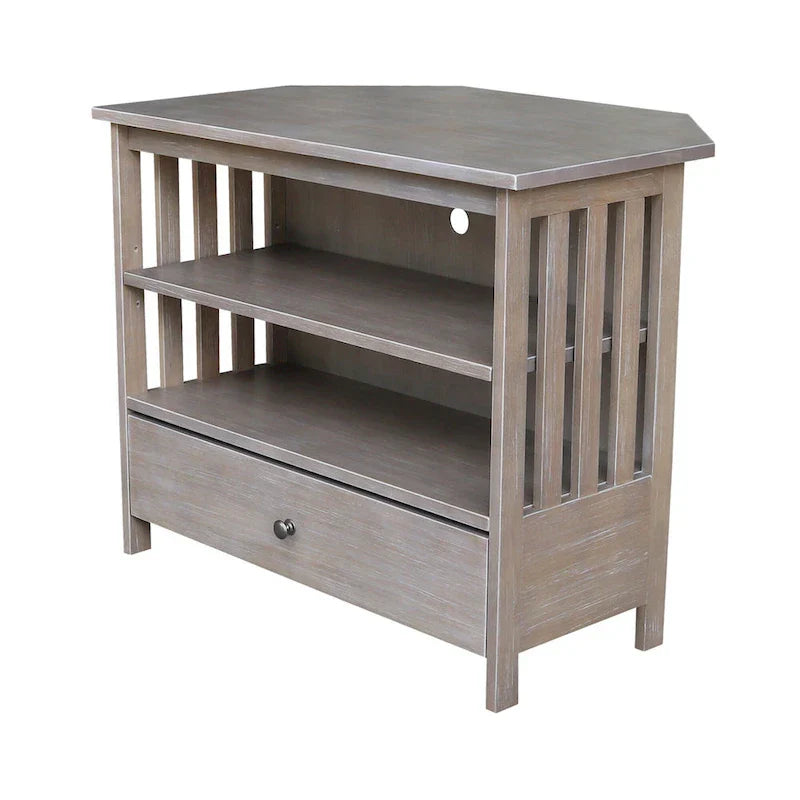 Meuble TV d'angle en bois massif de style Mission