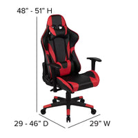Chaise de jeu ergonomique Emma et Oliver Racing avec dossier entièrement inclinable en cuir synthétique rouge