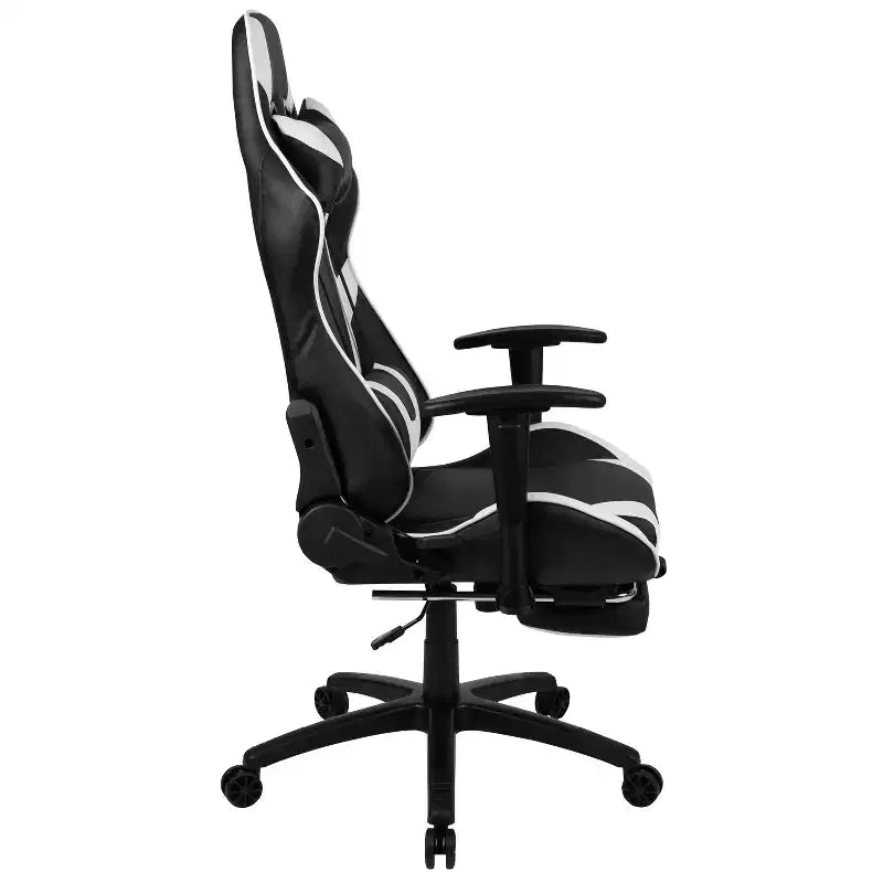 Chaise gaming ergonomique de course Emma and Oliver avec dossier inclinable, repose-pieds, en LeatherSoft rouge