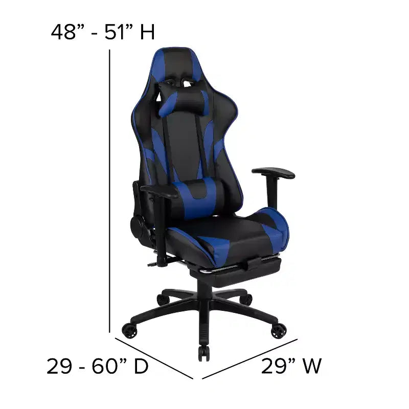 Chaise gaming ergonomique de course Emma and Oliver avec dossier inclinable, repose-pieds, en LeatherSoft rouge