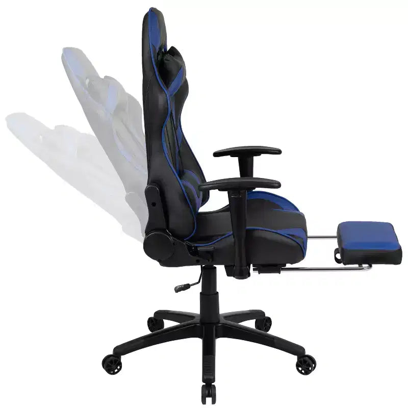 Chaise gaming ergonomique de course Emma and Oliver avec dossier inclinable, repose-pieds, en LeatherSoft rouge