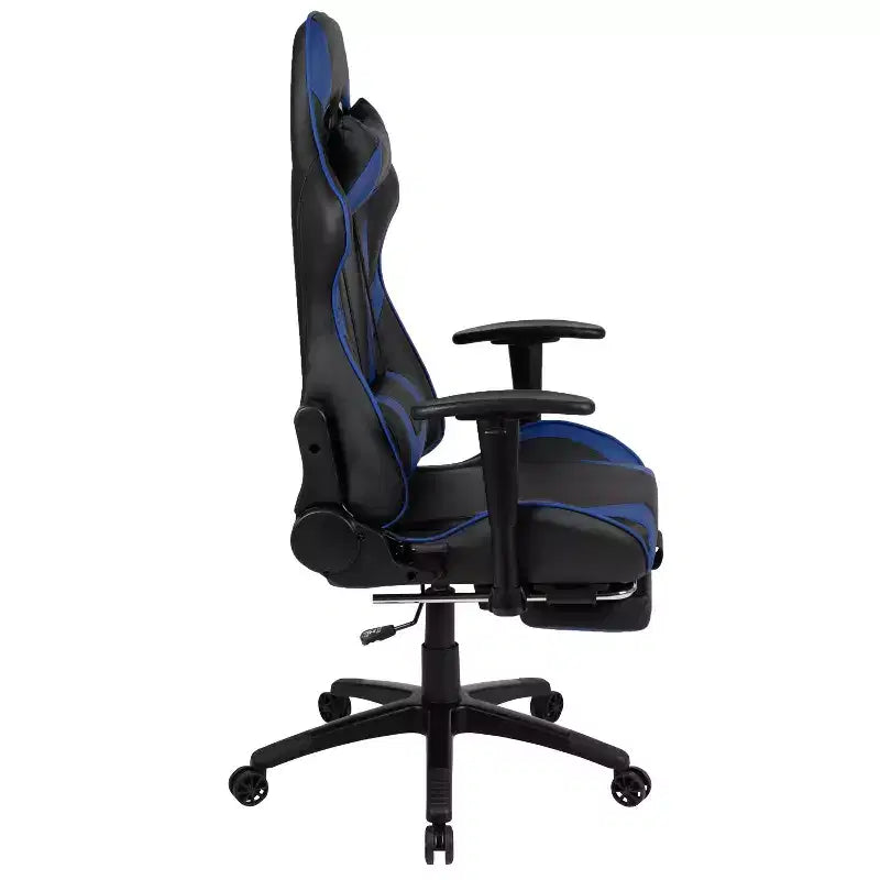 Chaise de jeu ergonomique Emma and Oliver Racing avec dossier inclinable et repose-pieds en similicuir rouge