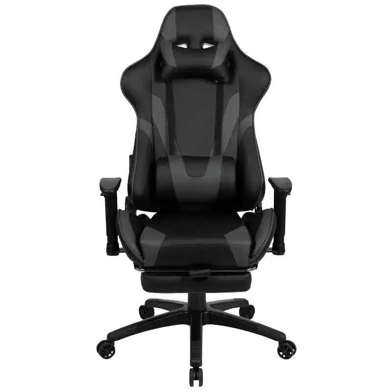 Chaise gaming ergonomique de course Emma and Oliver avec dossier inclinable, repose-pieds, en LeatherSoft rouge