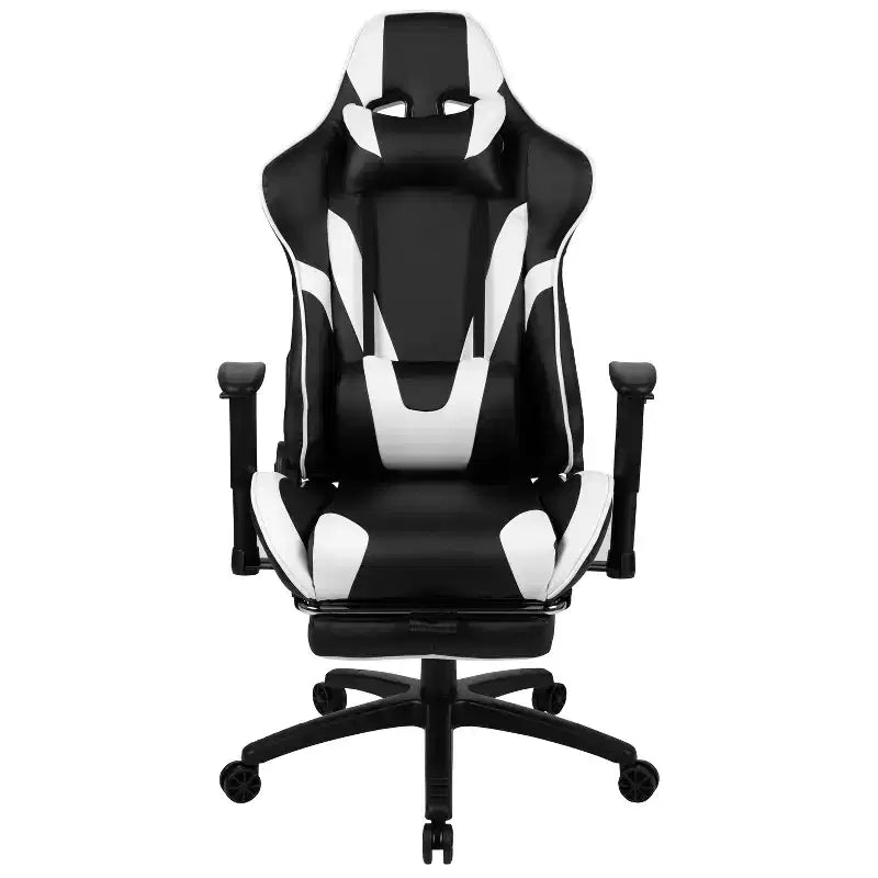 Chaise gaming ergonomique de course Emma and Oliver avec dossier inclinable, repose-pieds, en LeatherSoft rouge