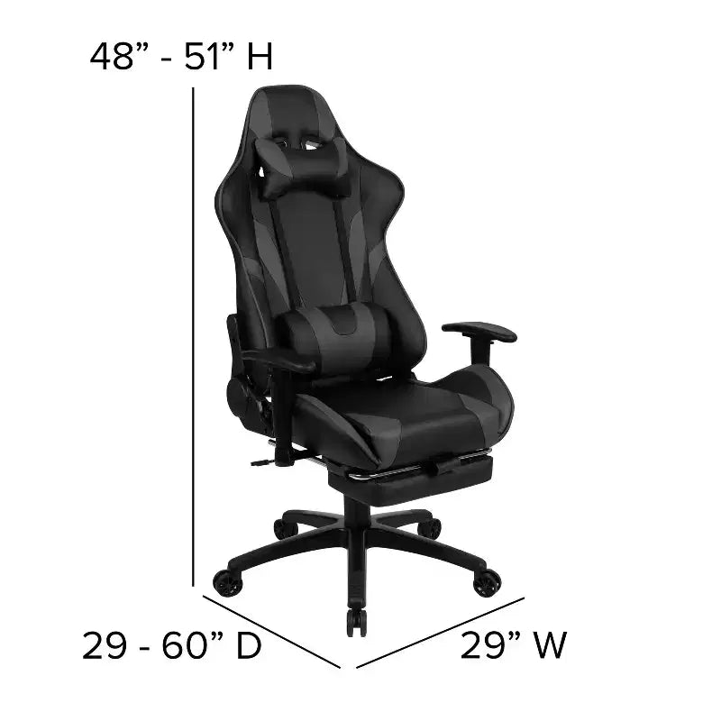 Chaise gaming ergonomique de course Emma and Oliver avec dossier inclinable, repose-pieds, en LeatherSoft rouge