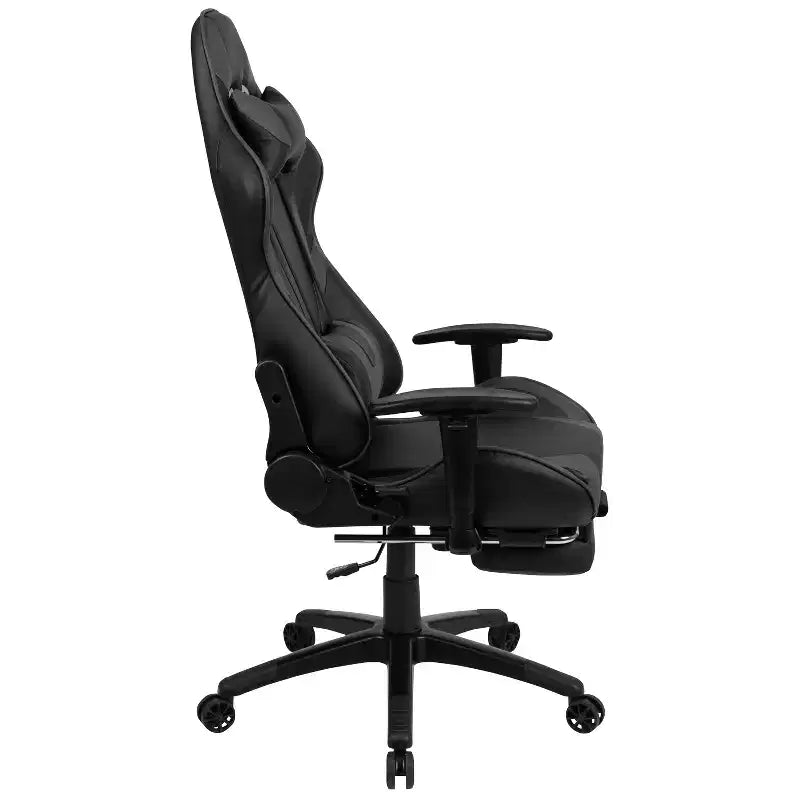 Chaise gaming ergonomique de course Emma and Oliver avec dossier inclinable, repose-pieds, en LeatherSoft rouge
